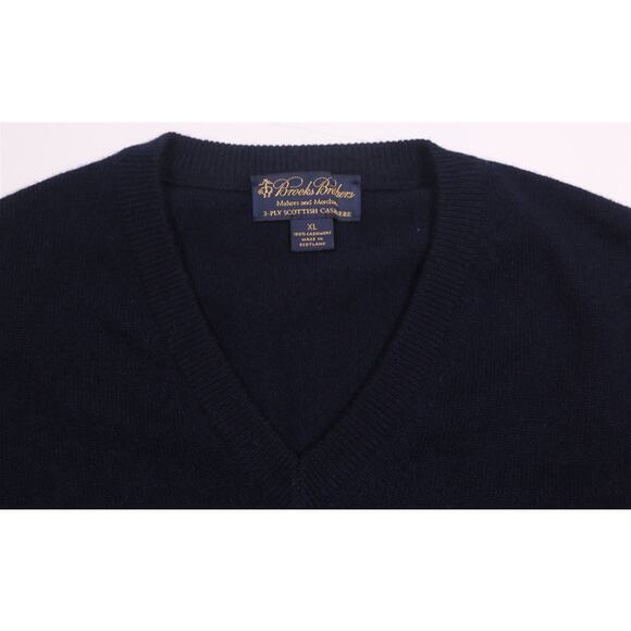 Brooks Brothers 3-Ply Scottish Cashmere Navy Blue Knit Sweater Vest Men's XL - Picture 4 of 7